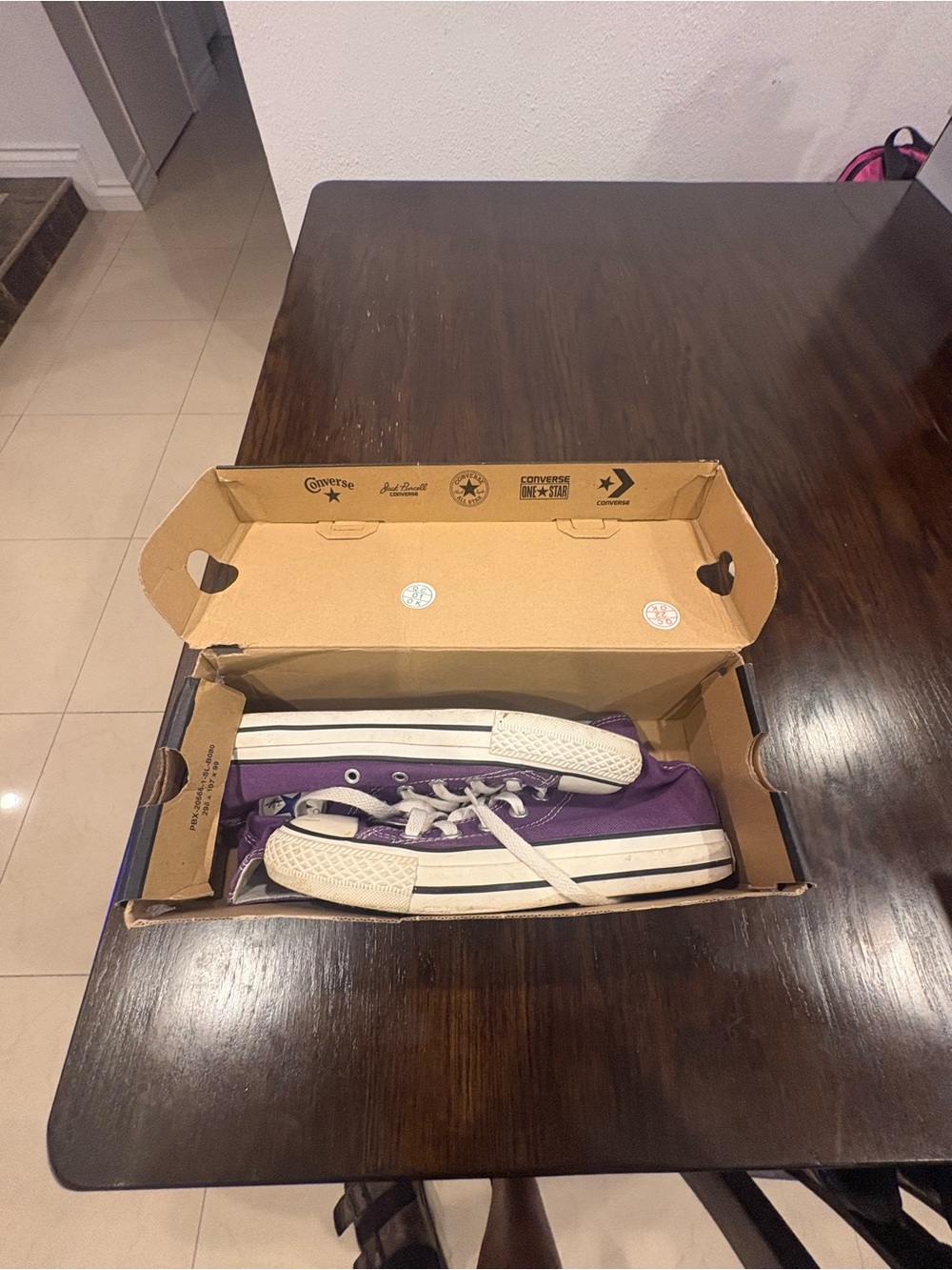 Converse Kids Purple and White Low-Top Canvas Sneakers